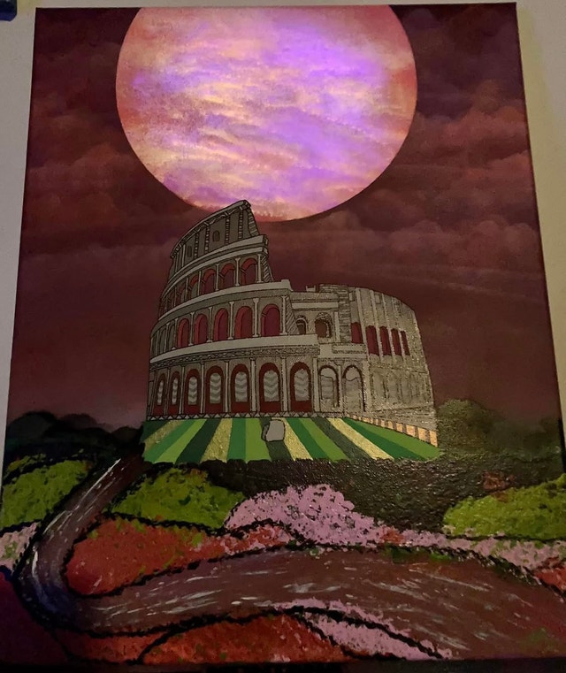 Glow in the Dark Coliseum Spray Paint Art