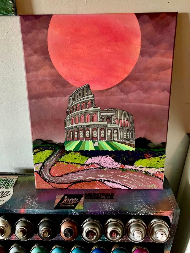 Glow in the Dark Coliseum Spray Paint Art - photo 2