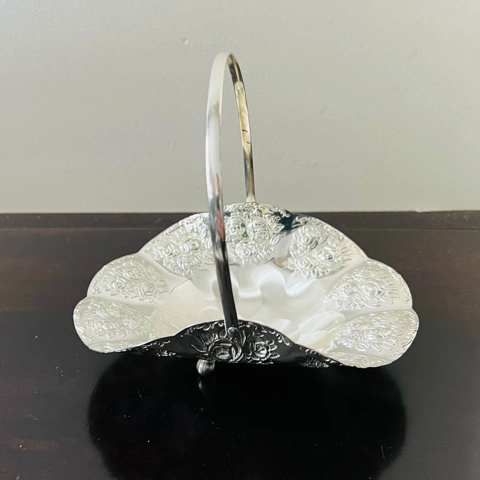 Vintage Germany Silverplate Footed Candy Dish/Trinket Basket - photo 2