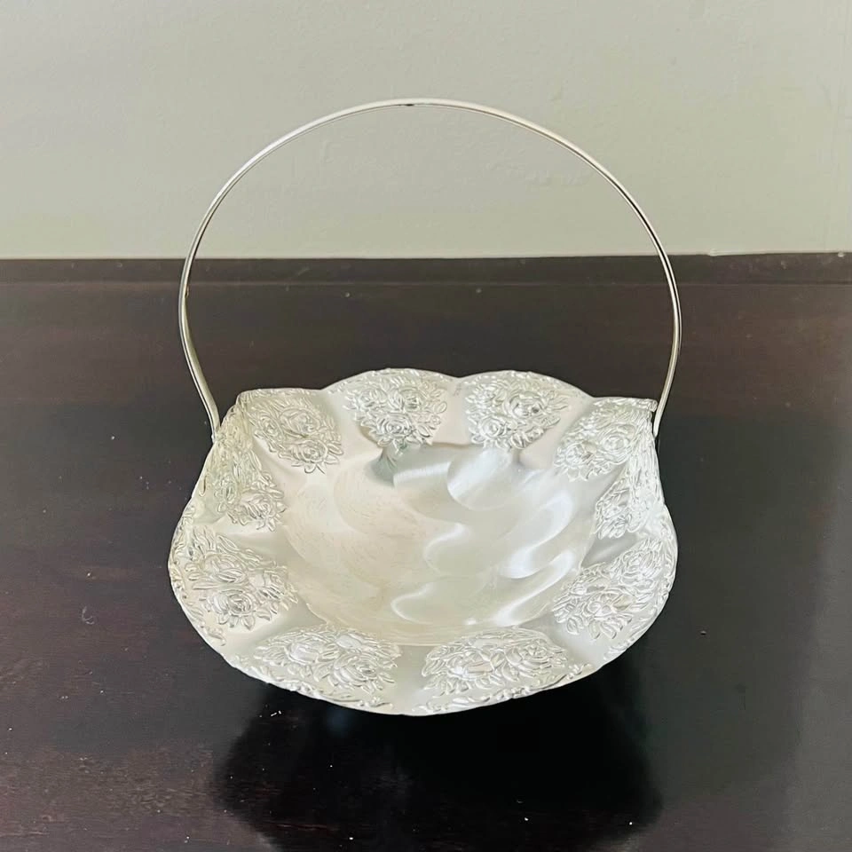 Vintage Germany Silverplate Footed Candy Dish/Trinket Basket - photo 3