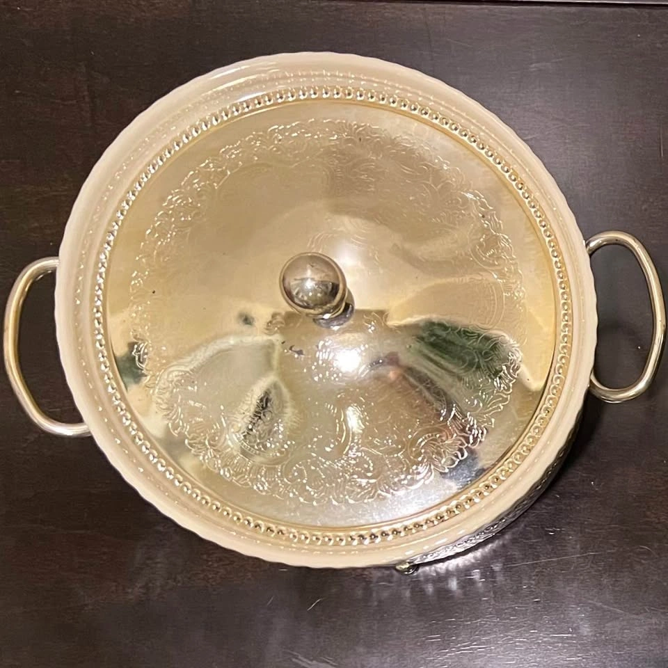 Vintage England Casserole with Silver Plated Lid & Holder - photo 3