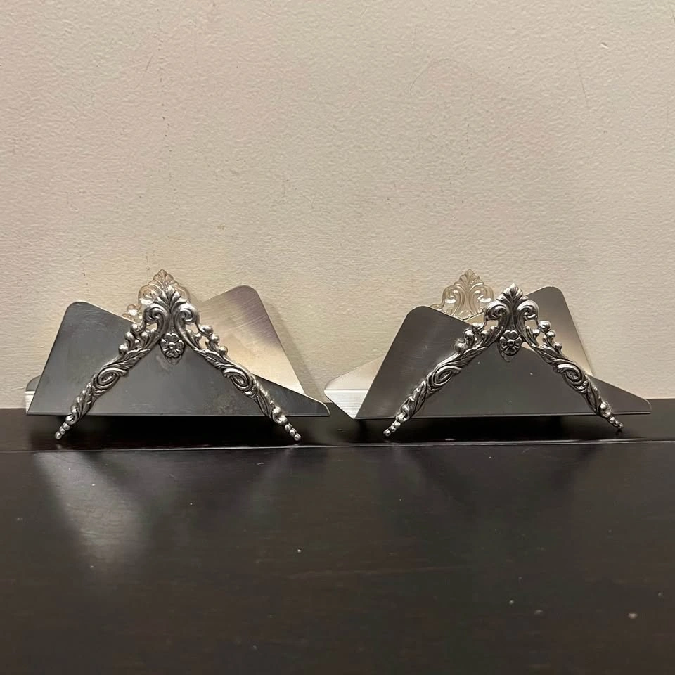 Vintage Set of 2 Silver-plated Napkin/Letter Holders - photo 2