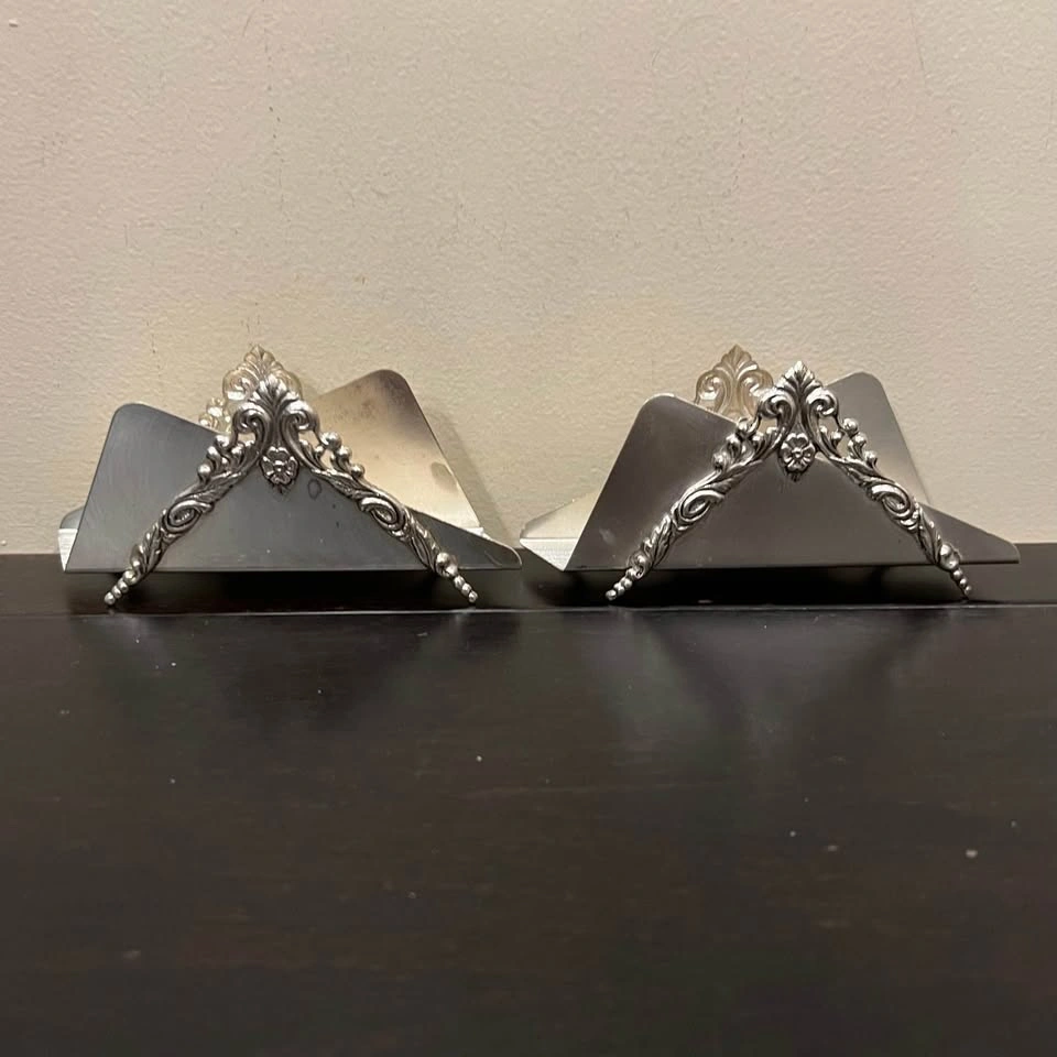 Vintage Set of 2 Silver-plated Napkin/Letter Holders - photo 3