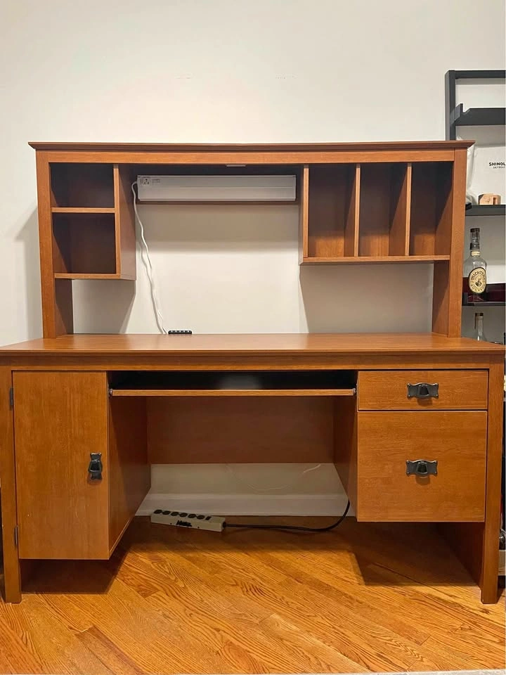 Wood Desk with Hutch
