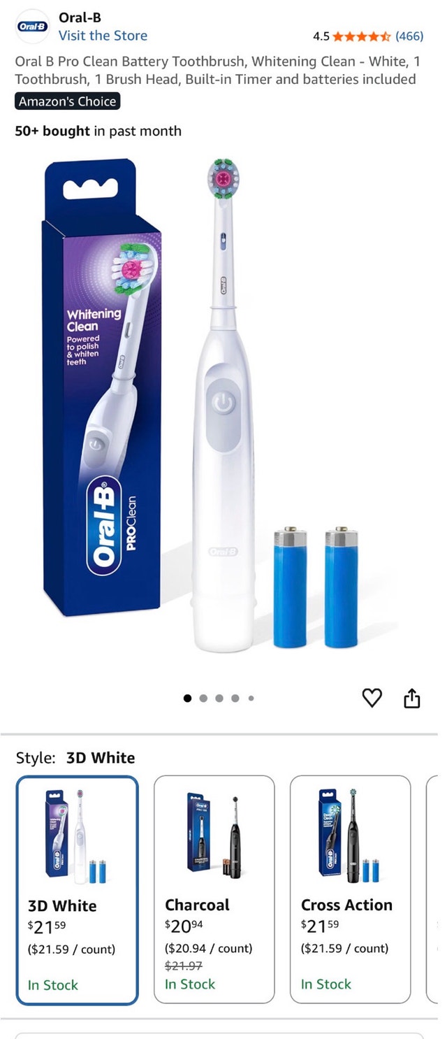 Oral-B Pro 100 3D White Battery Toothbrush - photo 2