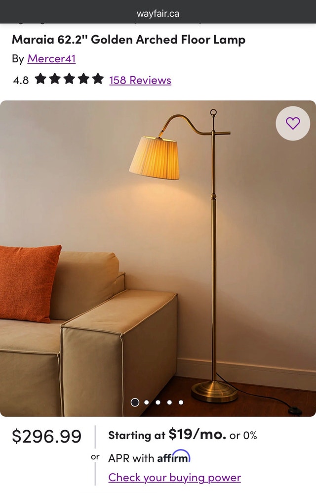 Mercer41 Maraia 62.2" Golden Arched Floor Lamp
