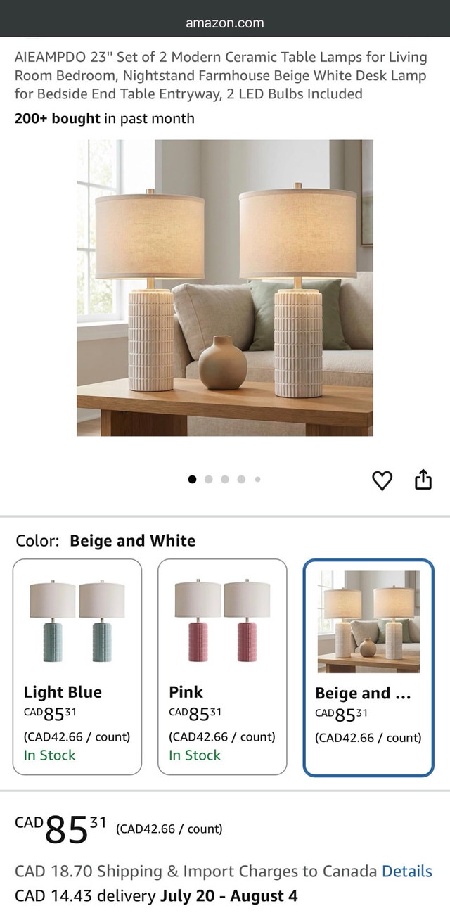 AIEAMPDO 23" Modern Ceramic Table Lamps