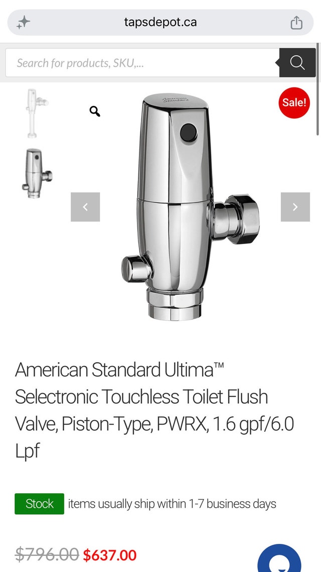 American Standard Ultima Selectronic Flush Valve