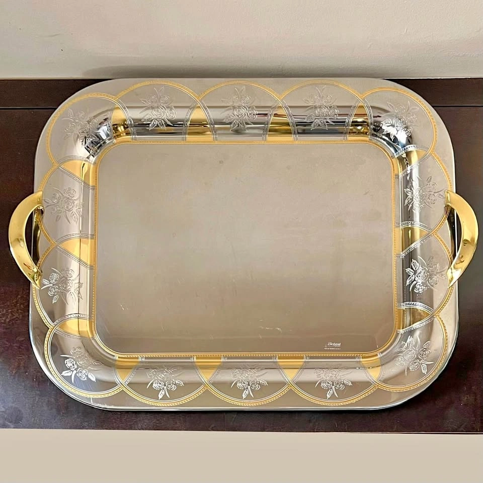 Elegant Italy Stainless Steel Inox 18/10 Large Serving Tray