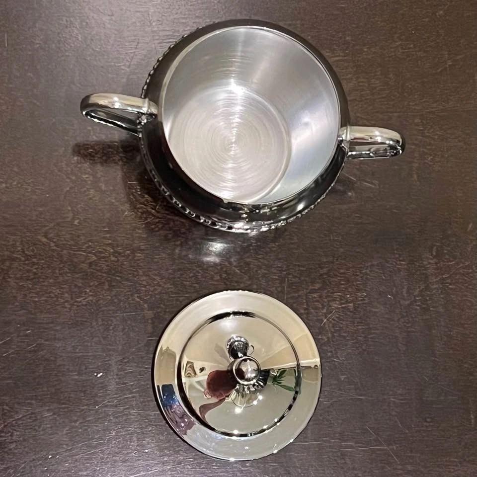 Vintage Irvinware Chrome Sugar Bowl with Lid / Made in USA - photo 2