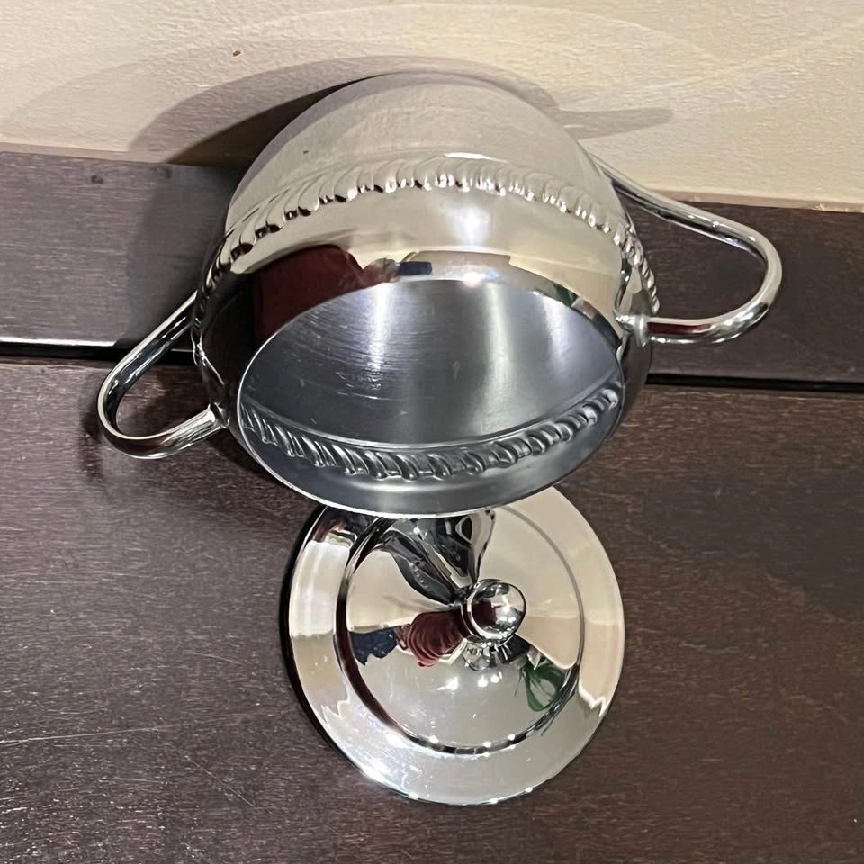 Vintage Irvinware Chrome Sugar Bowl with Lid / Made in USA - photo 5
