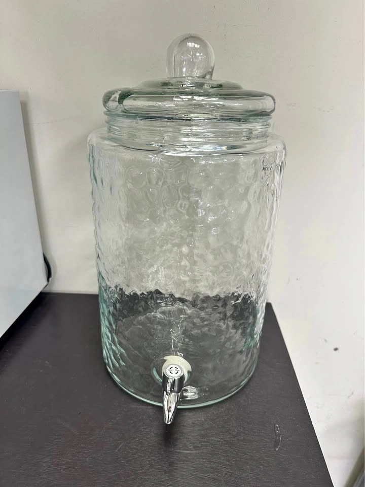 Hammered Glass Beverage Dispenser