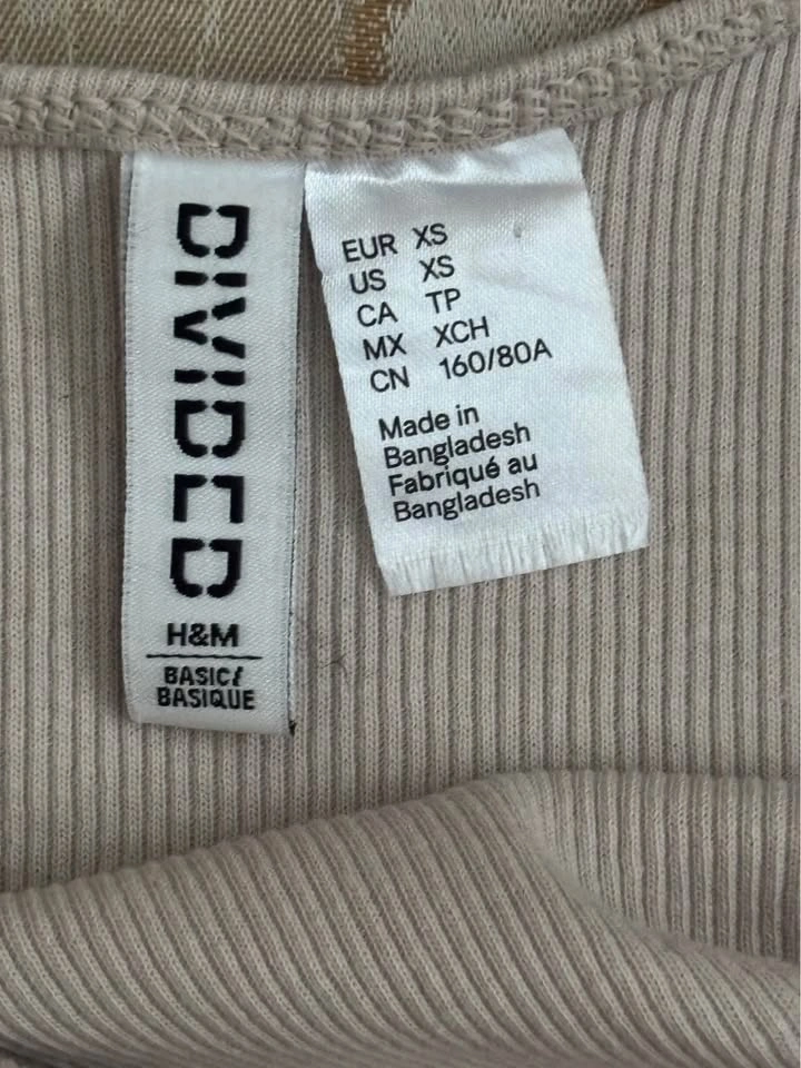 DIVIDED H&M Beige Basic Crop Top - Size XS - photo 3