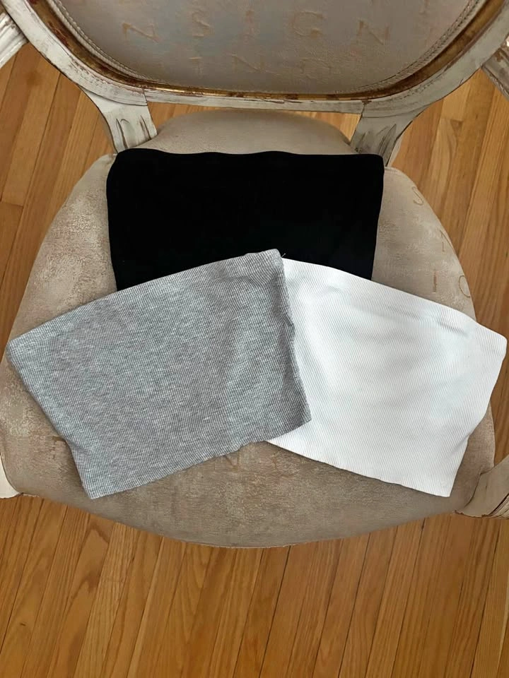 3PC Tube Top Set (Black, Grey, White) - Size XS