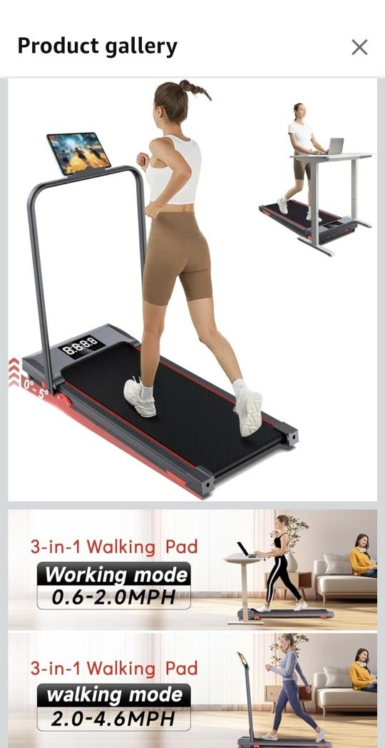 Walking Pad Treadmill with Incline and Handle Bar, 7.5MPH