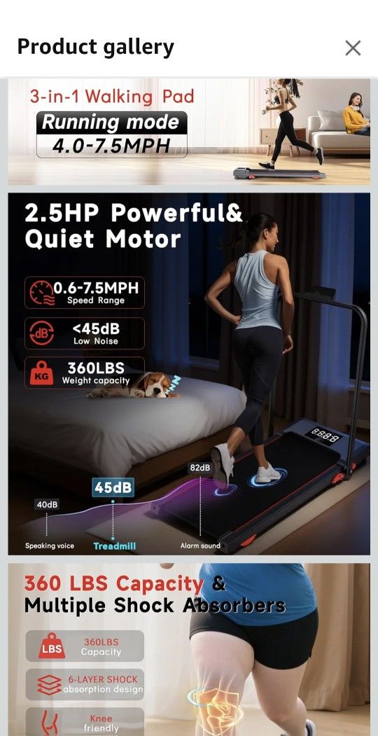 Walking Pad Treadmill with Incline and Handle Bar, 7.5MPH - photo 2