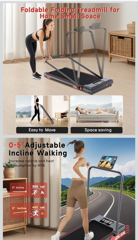 Walking Pad Treadmill with Incline and Handle Bar, 7.5MPH - photo 3