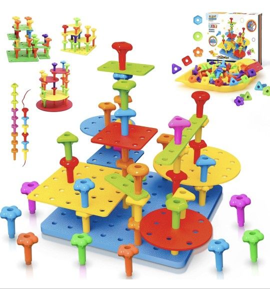 Peg Board Toy Set 73Pcs DIY Building Stacking Toys