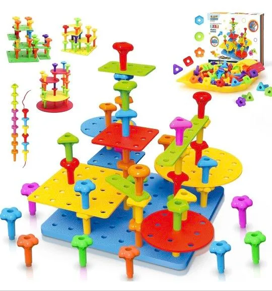 Peg Board Toy Set 73Pcs DIY Building Stacking Toys thumbnail