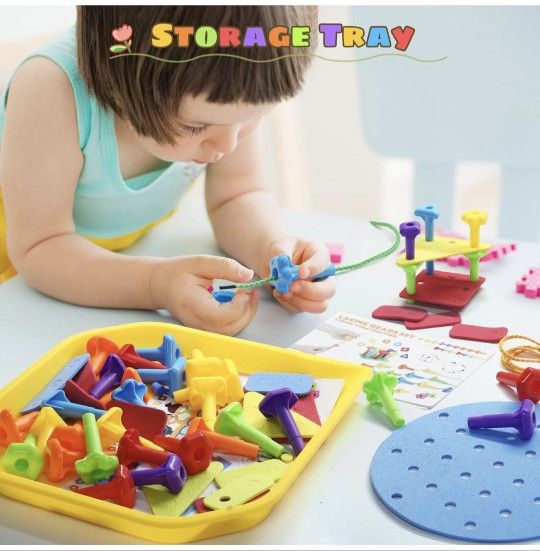 Peg Board Toy Set 73Pcs DIY Building Stacking Toys - photo 3