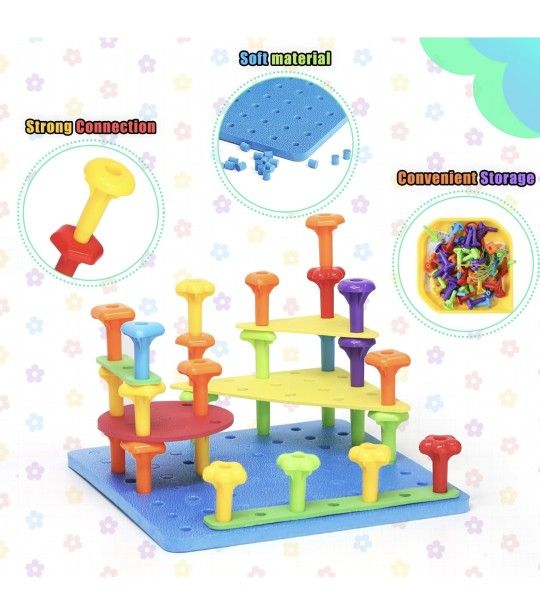 Peg Board Toy Set 73Pcs DIY Building Stacking Toys - photo 4