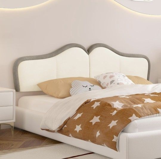 Queen Headboard (Beige/Coffee)