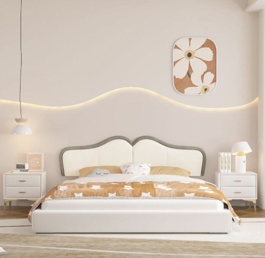 Queen Headboard (Beige/Coffee) - photo 2