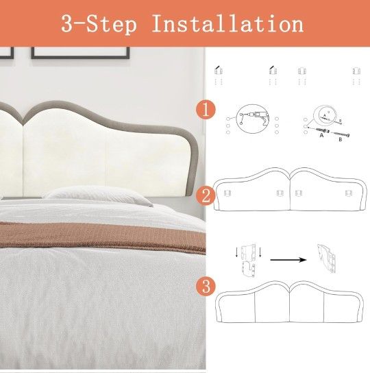 Queen Headboard (Beige/Coffee) - photo 5
