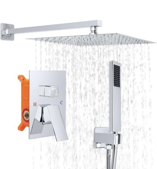Wall-Mounted Shower Faucet Set Chrome, 10 Inch