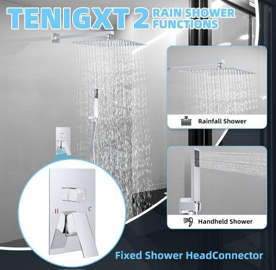 Wall-Mounted Shower Faucet Set Chrome, 10 Inch - photo 3