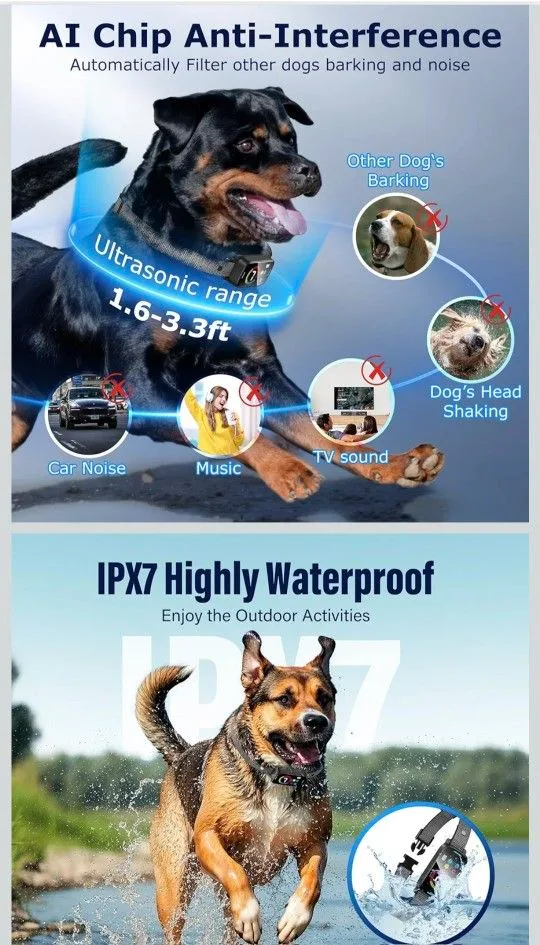 Upgrade Ultrasonic Bark Collar for Large Medium Small Dogs image indicator(2)