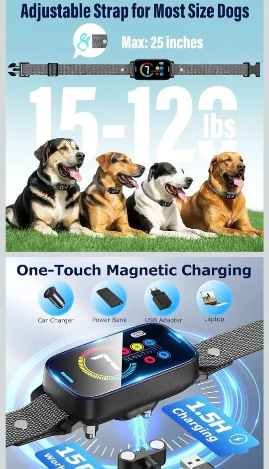 Upgrade Ultrasonic Bark Collar for Large Medium Small Dogs image indicator(3)