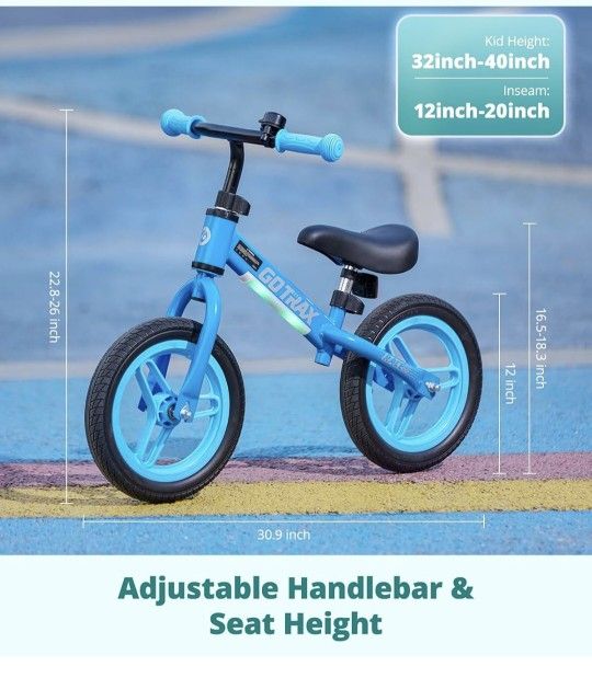 Balance Bike for 2-5, 12" Toddlers Push Bike with LED Light