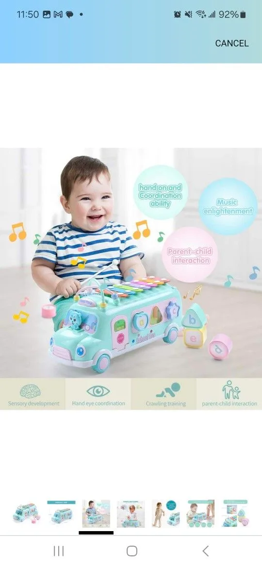 Baby School Bus Xylophone Toy for Toddlers 1-3 thumbnail