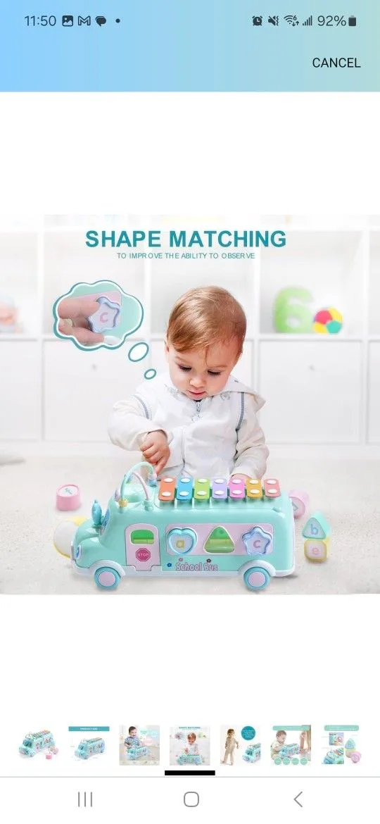 Baby School Bus Xylophone Toy for Toddlers 1-3 image indicator(4)