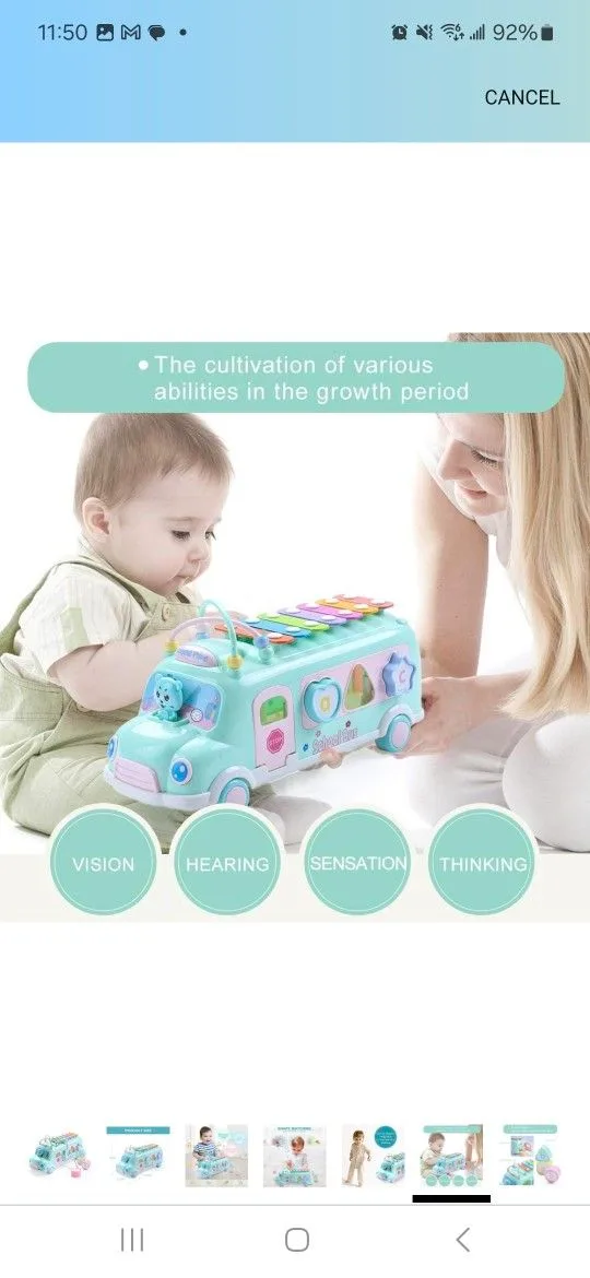 Baby School Bus Xylophone Toy for Toddlers 1-3 image indicator(6)