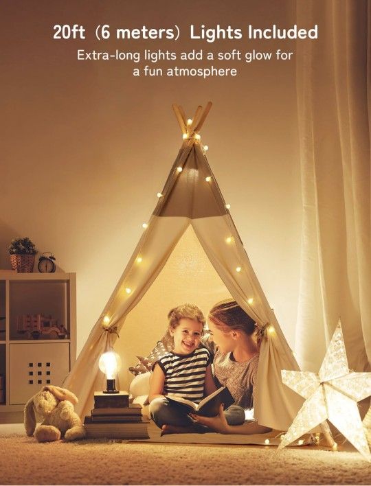 Teepee Tent for Kids with Light & Mat