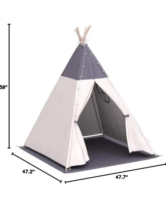 Teepee Tent for Kids with Light & Mat image indicator(2)