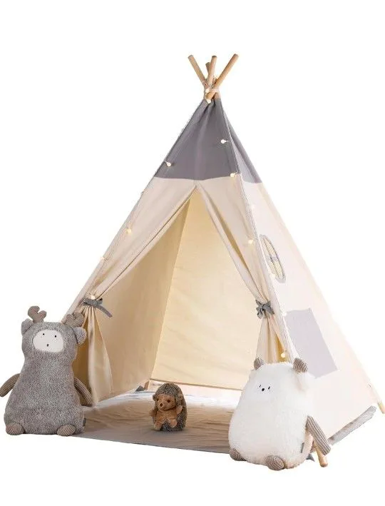 Teepee Tent for Kids with Light & Mat image indicator(4)