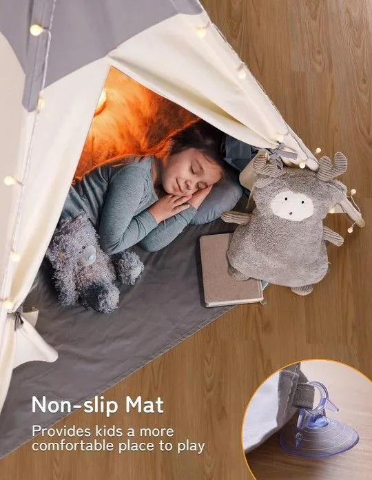 Teepee Tent for Kids with Light & Mat image indicator(5)