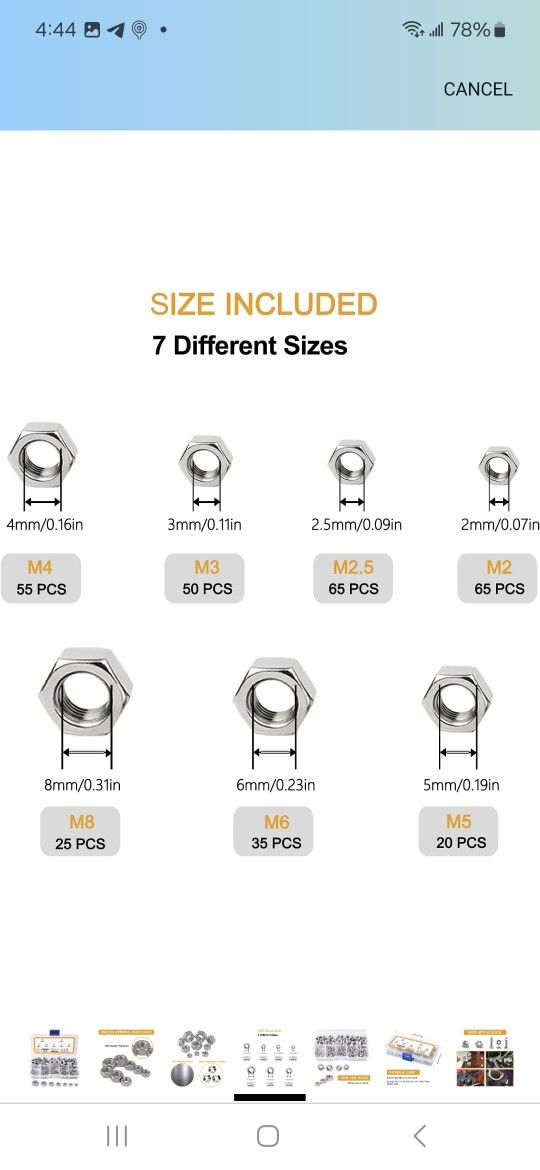 315Pcs Metric 304 Stainless Steel Hex Nuts Assortment Kit - photo 5