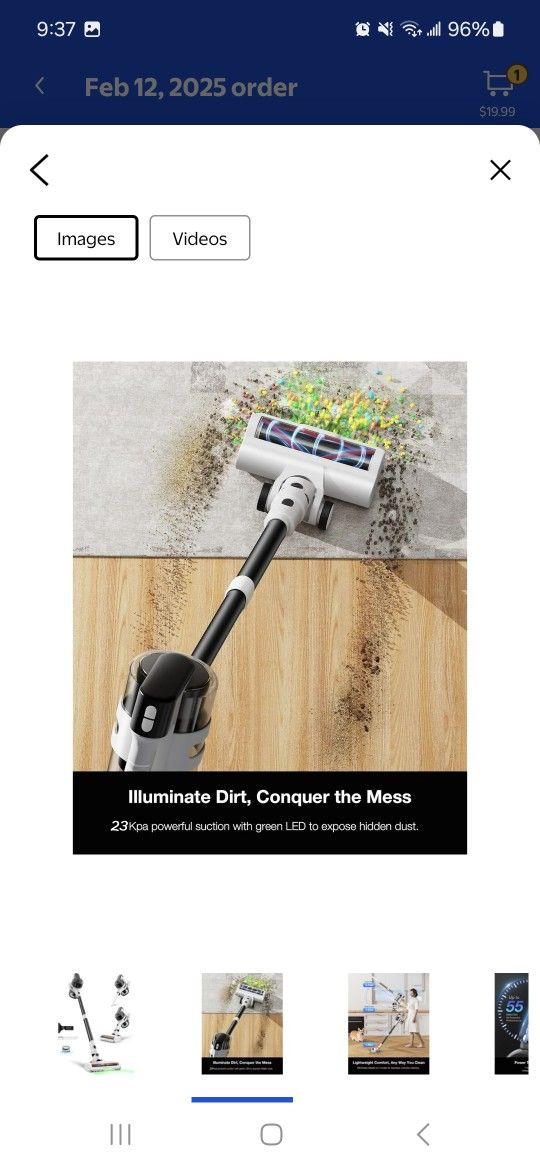 Cordless Vacuum, 55 mins, 23KPa Suction, LED Headlight - photo 2