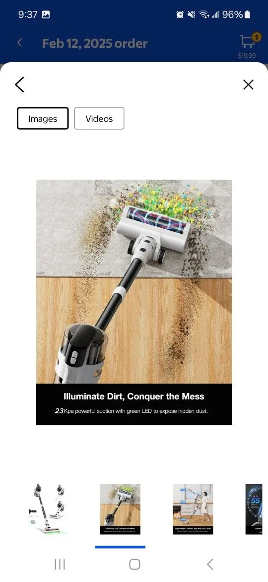 Cordless Vacuum, 55 mins, 23KPa Suction, LED Headlight image indicator(2)