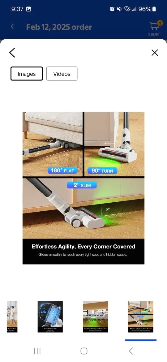 Cordless Vacuum, 55 mins, 23KPa Suction, LED Headlight image indicator(5)