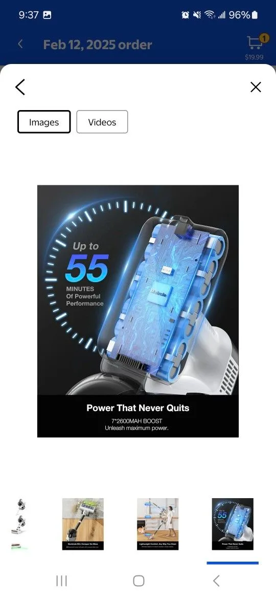 Cordless Vacuum, 55 mins, 23KPa Suction, LED Headlight image indicator(7)