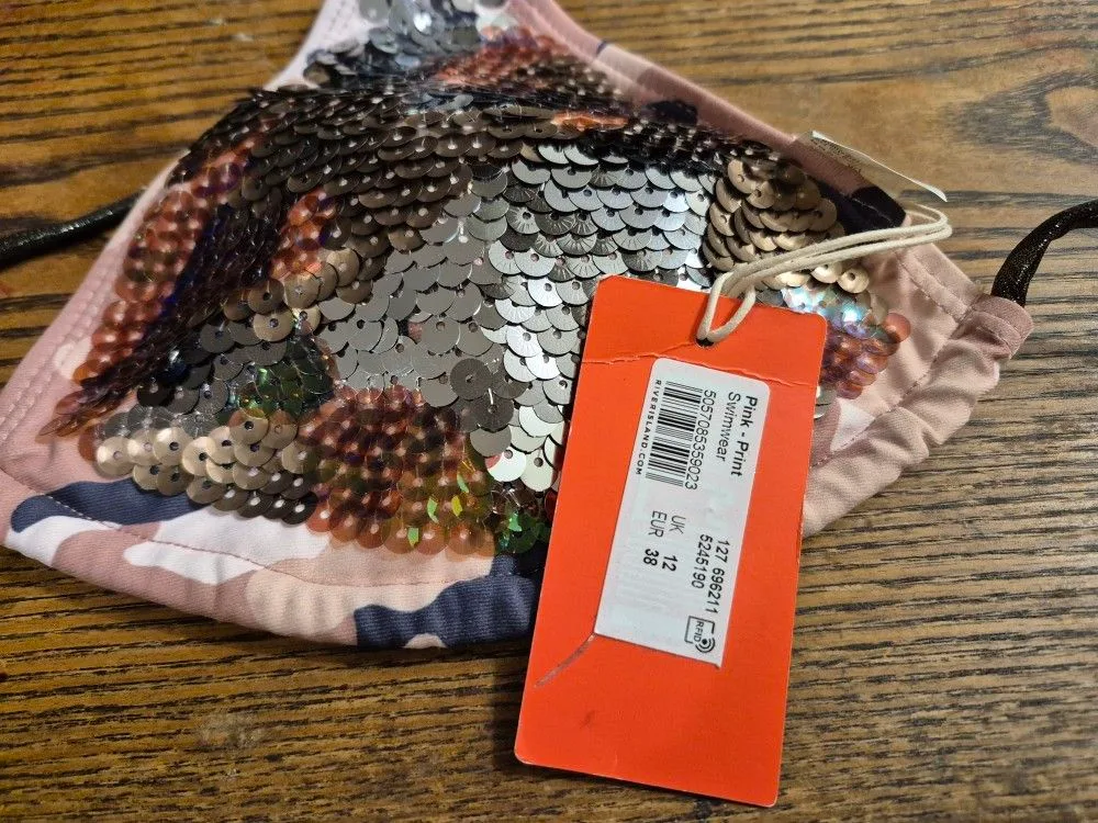 Riverisland Pink- Print Swimwear US 10 Size Uk 12 Bra& Underwear image indicator(2)