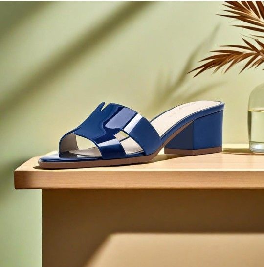 Women's Chunky Open Toe Low Block Heels Size 6.5