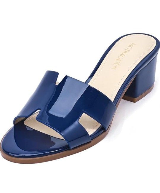 Women's Chunky Open Toe Low Block Heels Size 6.5 - photo 2