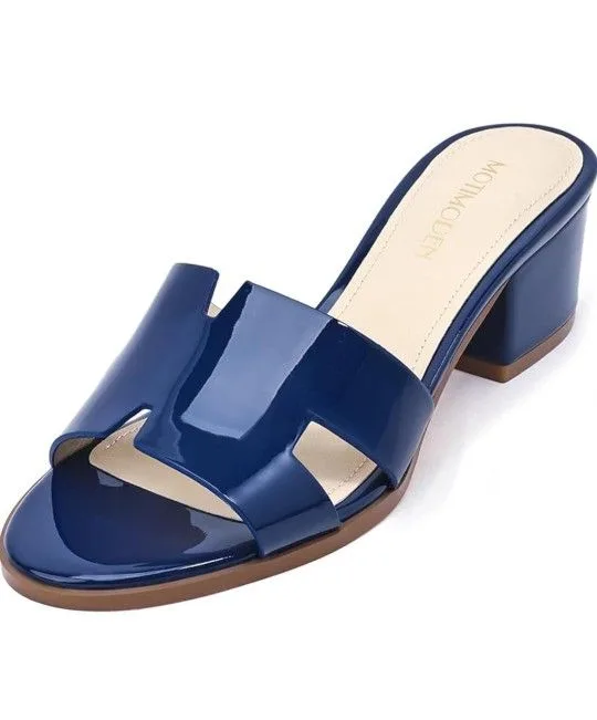 Women's Chunky Open Toe Low Block Heels Size 6.5 image indicator(2)