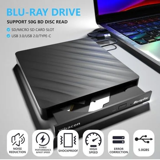 5 in 1 Blu-ray Drive USB 3.0 Type-C DVD Burner image indicator(2)